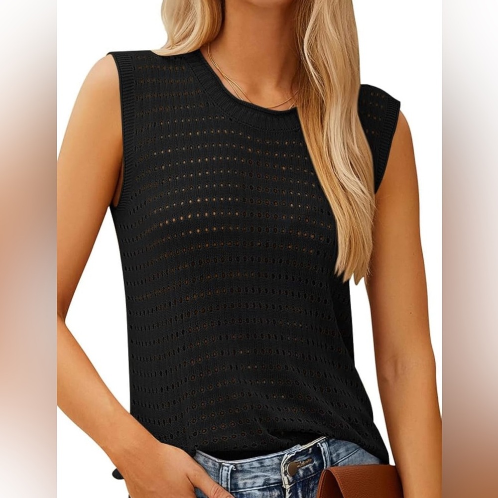 Black Sleeveless Knit Top